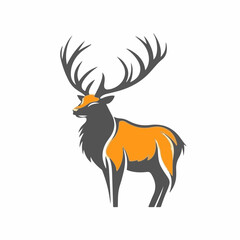A Simple flat 2D icon elk isolated on background, vector, flat design, animation design, vector, flat design, animation, minimalist, clipart sea animals