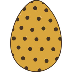 Lovely colorful doodle painted Easter egg with big dots pattern. Funny outline hand drawn symbol of Easter egg hunt, religious springtime festival isolated on white.