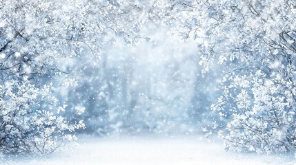 Winter Wonderland Snow Covered Branches and Falling Snow