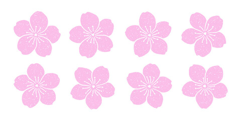 Cherry flowers with grainy texture