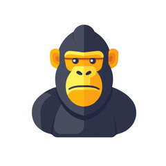 A 2D simple gorilla motion graphic flat-design vector animation style, in white background, flat design, animation design, vector, flat design, logo.
