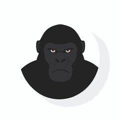A simple flat 2D icon of a black angry gorilla isolated on the background, vector design, ideal for animation, UI/UX design, mobile apps, web design, digital illustrations, flat 2D, animal set