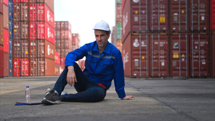 A worker in a container warehouse fainted while working in the bright sunlight