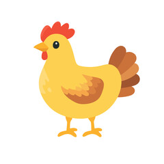 A 2D simple hen motion graphic flat-design vector animation style, in white background, flat design, animation design, vector, flat design, logo.