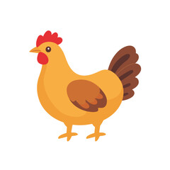 A simple flat 2D icon of an orange hen isolated on the background, vector design, ideal for animation, UI/UX design, mobile apps, web design, digital illustrations, flat 2D, animal set