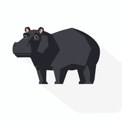 A 2D simple polygon hippopotamus motion graphic flat-design vector animation style, in white background, flat design, animation design, vector, flat design, logo.