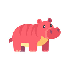 A 2D simple pink hippopotamus motion graphic flat-design vector animation style, in white background, flat design, animation design, vector, flat design, logo.