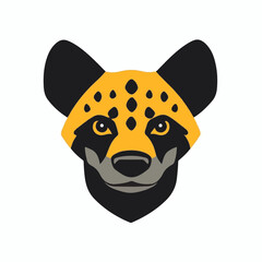 A simple flat 2D icon yellow hyena head isolated on a transparent background, vector, flat design, animation design, vector, flat design, animation design, simple flat 2D icon, minimalist.