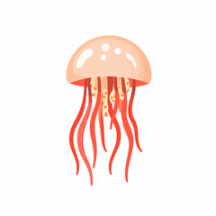 Simple flat 2D icon pinky jellyfish isolated on a transparent background, vector, flat design, animation design, vector, flat design, animation design, simple flat 2D icon, minimalist design