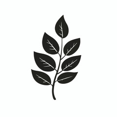 Simple flat 2D icon black laurel leaf branch isolated on a white background, vector, flat design, animation design, vector, flat design, animation design, flat 2D icon, minimalist and modern design