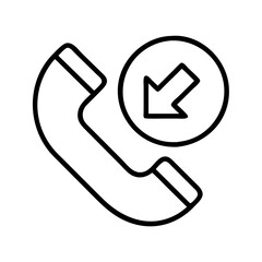 incoming call icon, incoming call line art - simple line art of incoming call, perfect for incoming call logos and icons