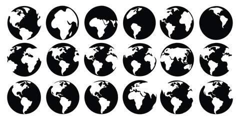 Black silhouettes set of earth