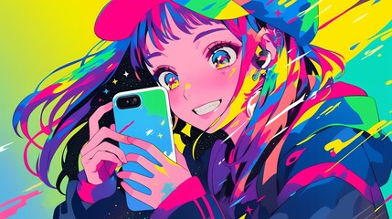 スマホを使う女の子　AI