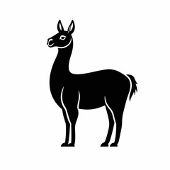 Simple flat 2D icon black llama isolated on transparent background, vector, flat design, animation design, vector, flat design, animation design, simple flat 2D icon, minimalist design, clipart