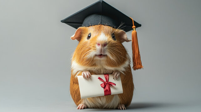 Guinea pig graduate holds diploma