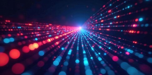 Obraz premium Abstract image of light streaks representing data transfer over fiber optics, technology, internet, fiber