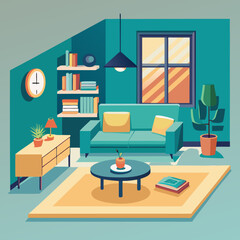 vector illustration of living room with furniture