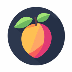 Simple flat 2D icon polygon mango with leaves isolated on transparent background, vector, flat design, animation design, vector, flat design, animation design, flat 2D icon, clipart