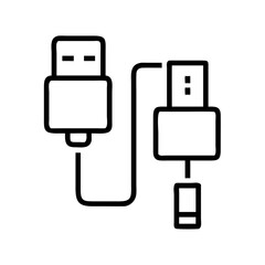 usb connection icon, usb connection line art - simple line art of usb connection, perfect for usb connection logos and icons