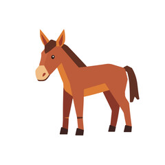 A Simple icon flat 2D icon brown mule head isolated on a white background, vector, animation design, simple flat 2D icon, minimalist design and modern illustration