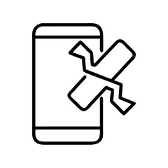 broken phone icon, broken phone line art - simple line art of broken phone, perfect for broken phone logos and icons