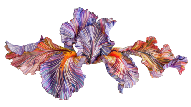 Colorful iris flower blooming with transparent background