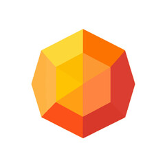 Fototapeta premium Simple flat 2D icon orange octagon isolated on blue background, vector, flat design, animation design, animation design, simple flat 2D icon, clipart