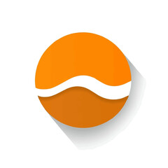 Simple flat 2D icon orange circle logo isolated on blue background, vector, flat design, animation design, animation design, simple flat 2D icon, clipart