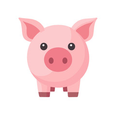 A Simple icon flat 2D icon pink pig isolated on a transparent background, vector, animation design, simple flat 2D icon, minimalist design and modern illustration