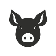 Simple flat 2D icon black pig isolated on white background, vector, flat design, animation design, animation design, simple flat 2D icon, clipart