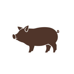 Simple flat 2D icon brown pig isolated on white background, vector, flat design, animation design, animation design, simple flat 2D icon, clipart