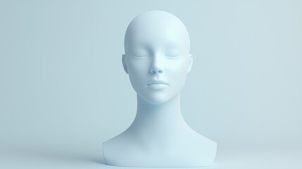 Minimalist Artistic Sculpture of a White Female Head in Soft Light