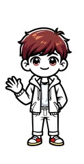 Friendly Chibi Boy Character with Hoodie Jacket
