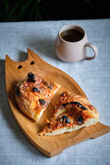 Homemade American pizza with tomatoes and cheese.