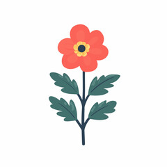 A Simple icon flat 2D icon poppy branch isolated on a transparent background, vector, animation design, simple flat 2D icon, minimalist design and modern illustration