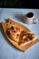 Homemade American pizza with tomatoes and cheese.