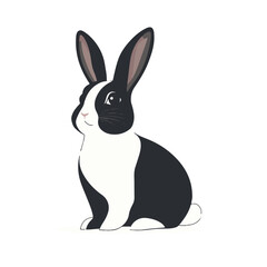 Simple flat 2D icon black rabbit isolated on white background, vector, flat design, animation design, animation design, simple flat 2D icon, clipart