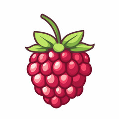 A Simple icon flat 2D icon red raspberry isolated on a transparent background, vector, animation design, simple flat 2D icon, minimalist design and modern illustration