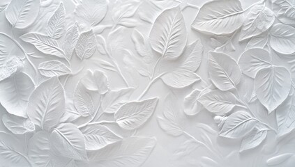 White leaf embossed wall decor, textured pattern