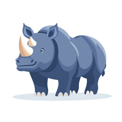 Simple flat 2D icon blue rhinoceros logo isolated on white background, vector, flat design, animation design, animation design, simple flat 2D icon, clipart