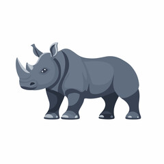 Simple flat 2D icon rhinoceros logo isolated on white background, vector, flat design, animation design, animation design, simple flat 2D icon, clipart