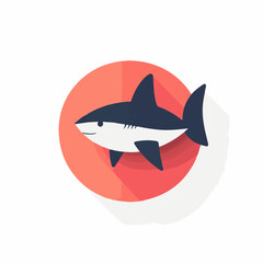 Simple flat 2D illustration of black shark logo head clipart isolated on a white background, vector 2D design, icon, flat 2d illustration art, flat icon