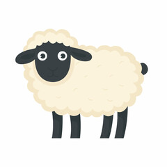 Simple flat 2D icon cute sheep isolated on transparent background, vector, flat design, animation design, vector, flat design, animation design, simple flat 2D icon, clipart