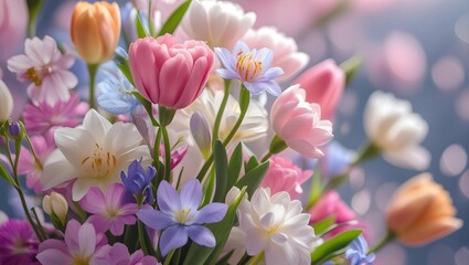 Fototapeta premium pink and yellow tulips