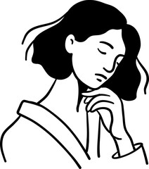 aesthetic woman expression in lineart illustration