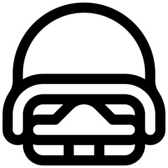 Press helmet. Editable stroke vector icon.