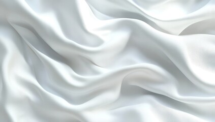 Obraz premium Smooth white fabric drapes, luxurious texture, elegant folds, blurred background