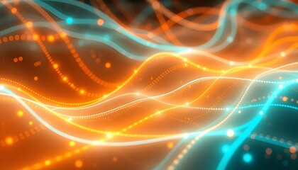 Fototapeta premium Abstract Waves of Light: Orange and Teal Energy Flow