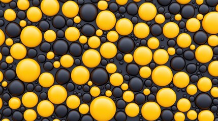 Colorful Bubbles Pattern with Vivid Yellow and Deep Black Background