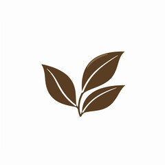 Simple flat 2D illustration of brown tea leaf branch isolated on a white background, vector 2D design, icon, flat 2d illustration art, flat icon